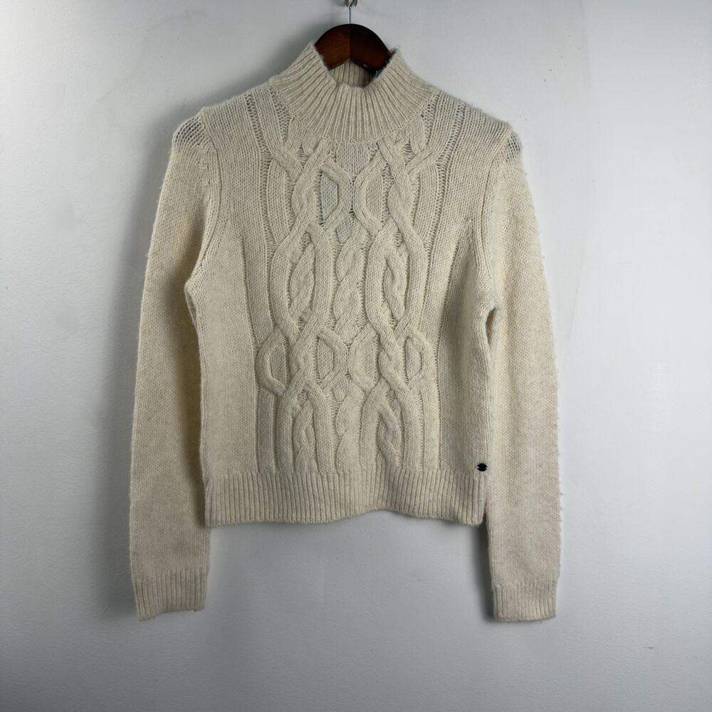 NWT Tommy Hilfiger Woman's Small Cable-Knit Mock Neck Sweater Cream